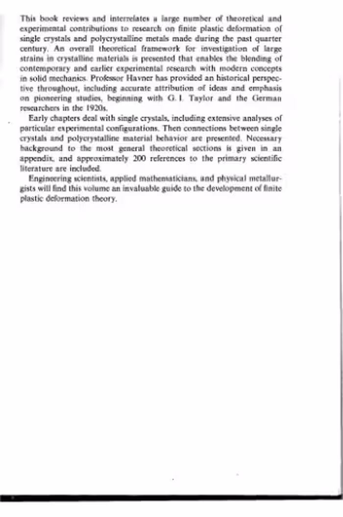 خرید و دانلود نسخه کامل کتاب Finite plastic deformation of crystalline solids