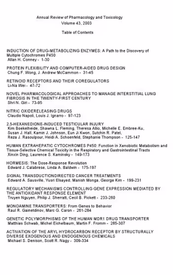 خرید و دانلود نسخه کامل کتاب Annual Review of Pharmacology and Toxicology: 2003