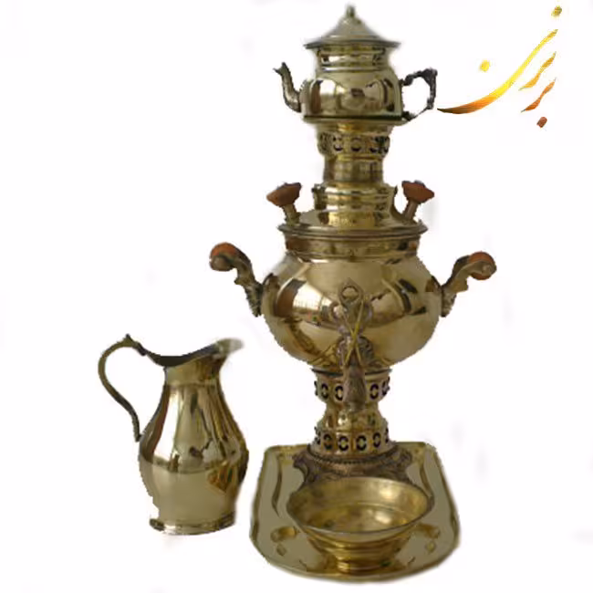 سماور برنجی شش لیتری همراه با سرویس