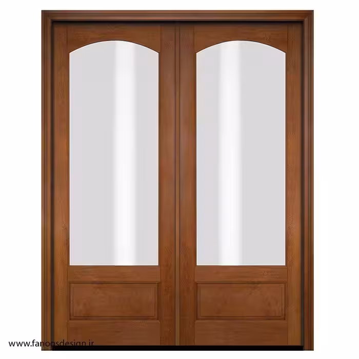 درب چوبی با شیشه حکاکی شده برای نشیمن کد 1183