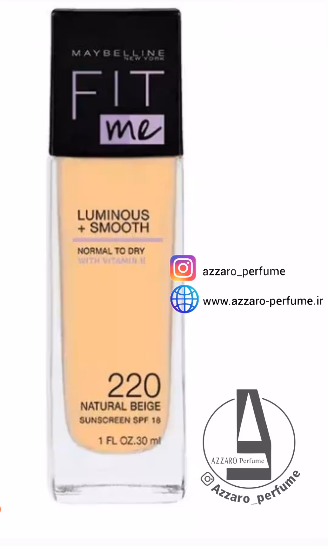 کرم پودر میبلین فیت شیشه ای شماره 220 حجم 30 میل