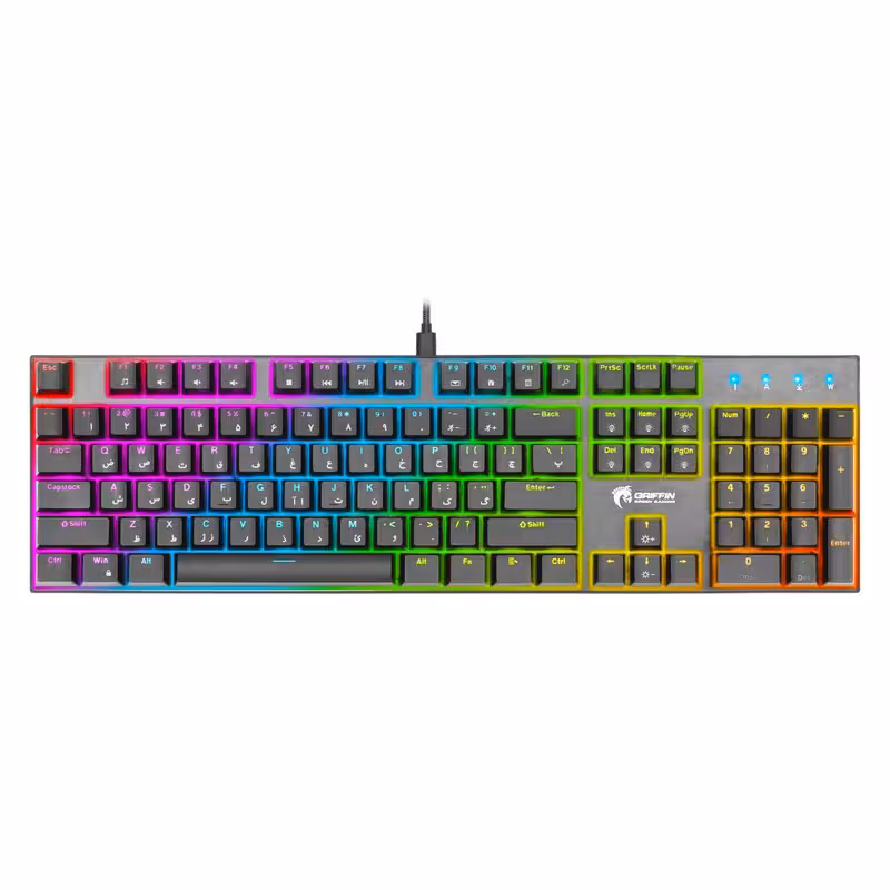 کیبورد گیمینگ گرین مدل GK802-RGB، مکانیکال سوییچ آبی، Full-Size، نورپردازی RGB | کالا مکس