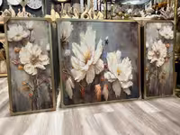 تابلو تکسچر سه تیکه برجسته طرح گل سه تیکه