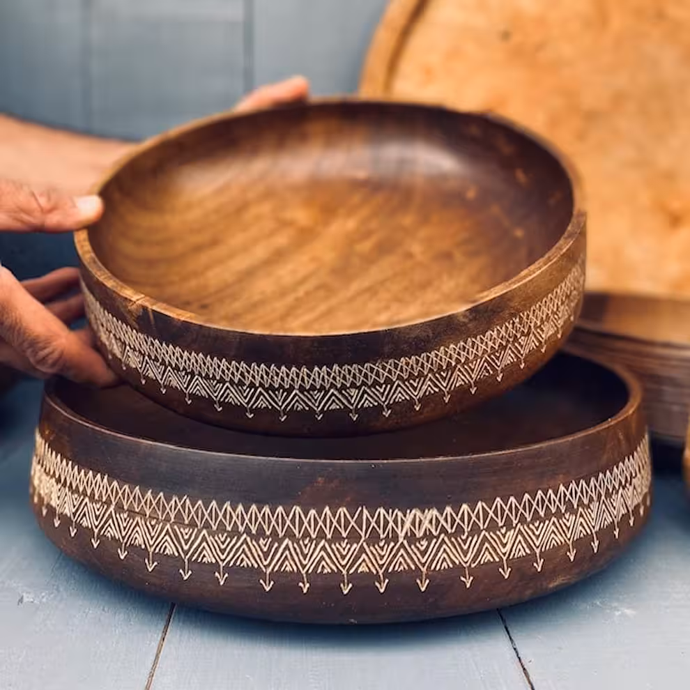 ظرف چوبی پذیرایی گردو کد 010015