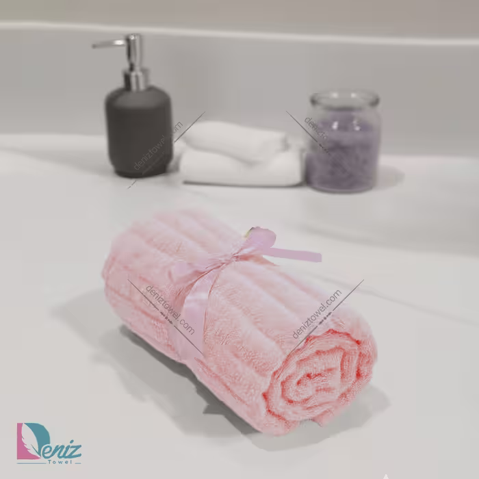 حوله دستی میکروفایبر رومن رنگ گلبهی