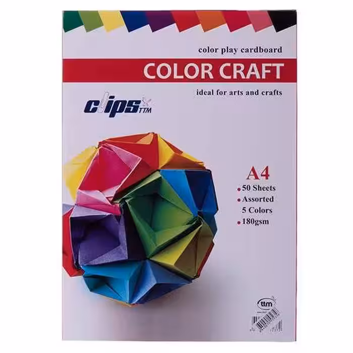 مقوا 5رنگ 180گرم50برگ A4کلیپس