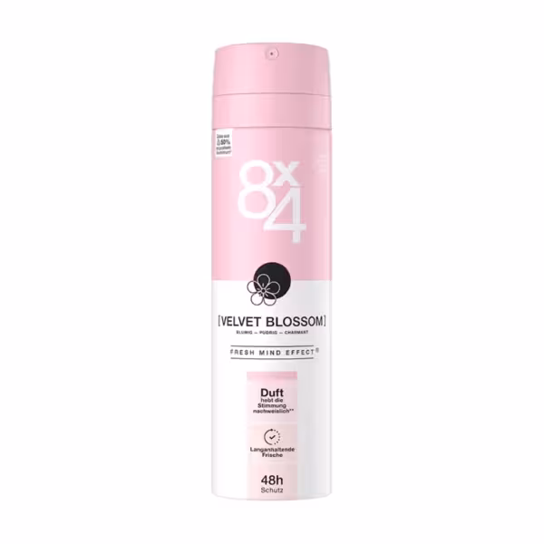اسپری دئودورانت زنانه 8X4 مدل VELVET BLOSSOM حجم 150 میل