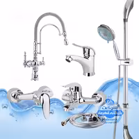 ست 6 عددی شیرآلات برند آیدا صنعت مدل قهرمان | شیر ظرفشویی بیزانس دومنظوره   روشویی   حمام   توالت   علم دوش یونیکا   شلنگ توالت | کروم براق