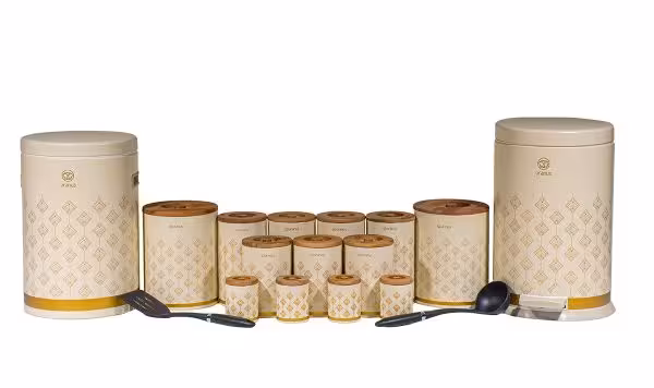 سرویس آشپزخانه اورانوس 17 پارچه استوانه ای طرح دار   B0011