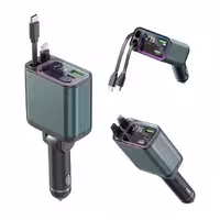 شارژر فندکی فست شارژ 90 وات گرین لاین Green Lion Retractable 90W Car Charger