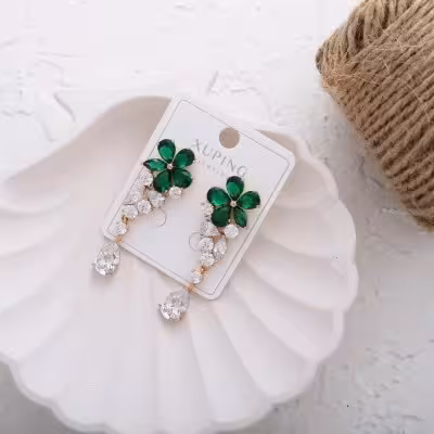 گوشواره زنانه ژوپینگ گل نگین