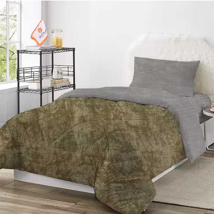 روتختی ترک طرح پتینه نقره ای زیتونی یک نفره