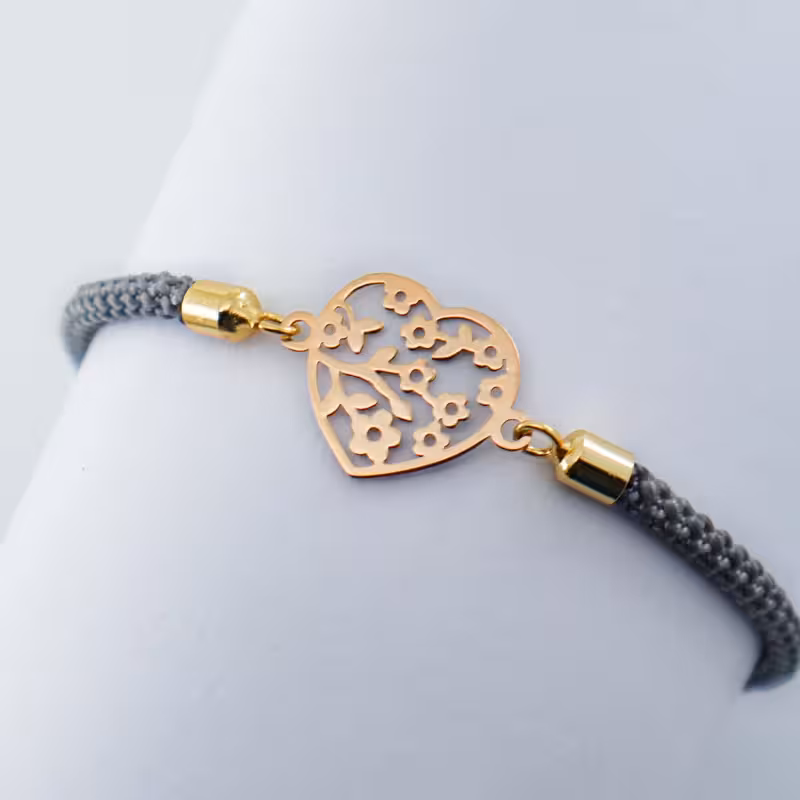 دستبند بافت قلب و گل