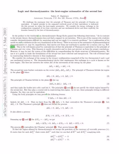خرید و دانلود نسخه کامل کتاب Logic and thermodynamics: the heat-engine axiomatics of the second law