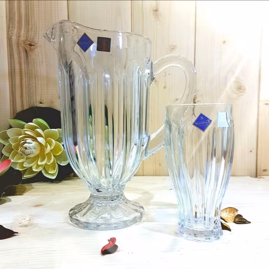 پارچ و لیوان جنوا اصل با کیفیتی عالی و شفاف بدون موج