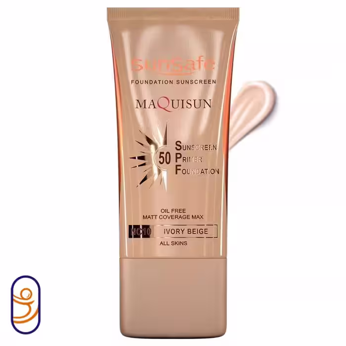 ضدآفتاب کرم پودریو‌پرایمری SPF50 بژ عاجی NC10 انواع پوست سان سیف