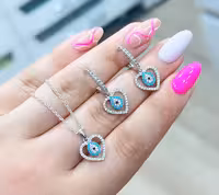 نیمست چشم نظر نقره جواهری کد 00374