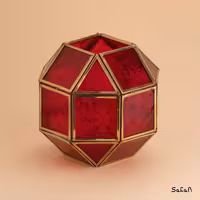 شمعدان برنجی شیشه ای مدل هشت وجهی یلدا