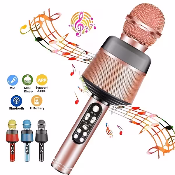 اسپیکر میکروفون دار بلوتوث میکروفون اورجینال مدل Wireless Bluetooth Karaoke Microphone Q008
