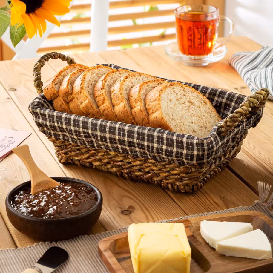 سبد مستطیل حصیری دسته دار 