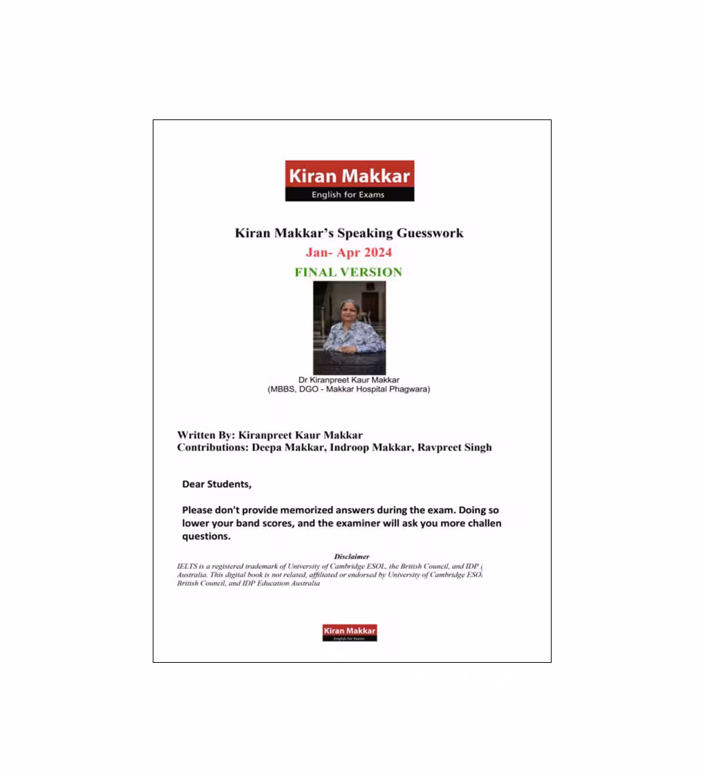 کتاب ماکار ایلتس اسپیکینگ Kiran Makkars Speaking Guesswork JAN APR 2024 Final Version