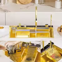 سینک ظرفشویی استیل توکار طلایی مدل پیانویی 7 كليد