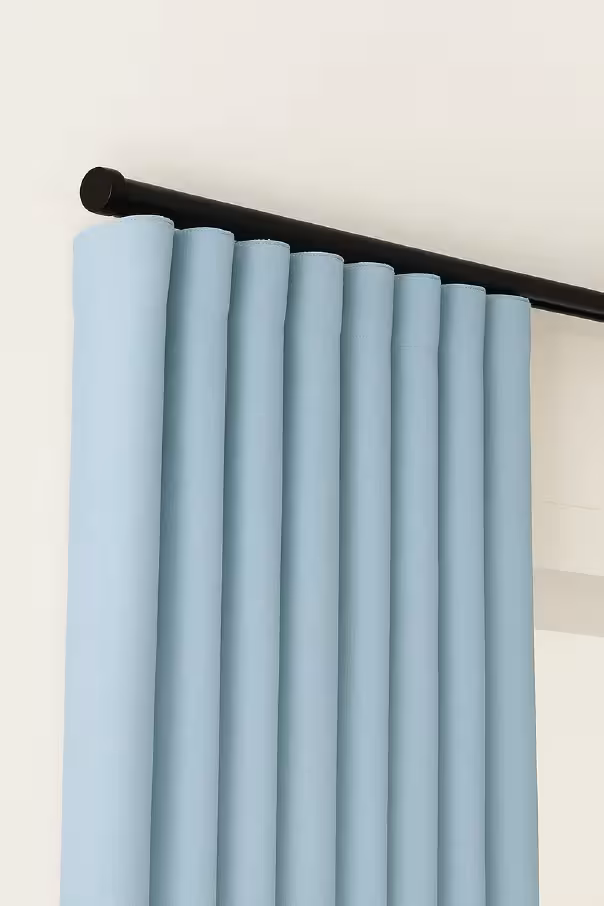 پرده مینیمال کتان ساده آبی آسمانی کد 22