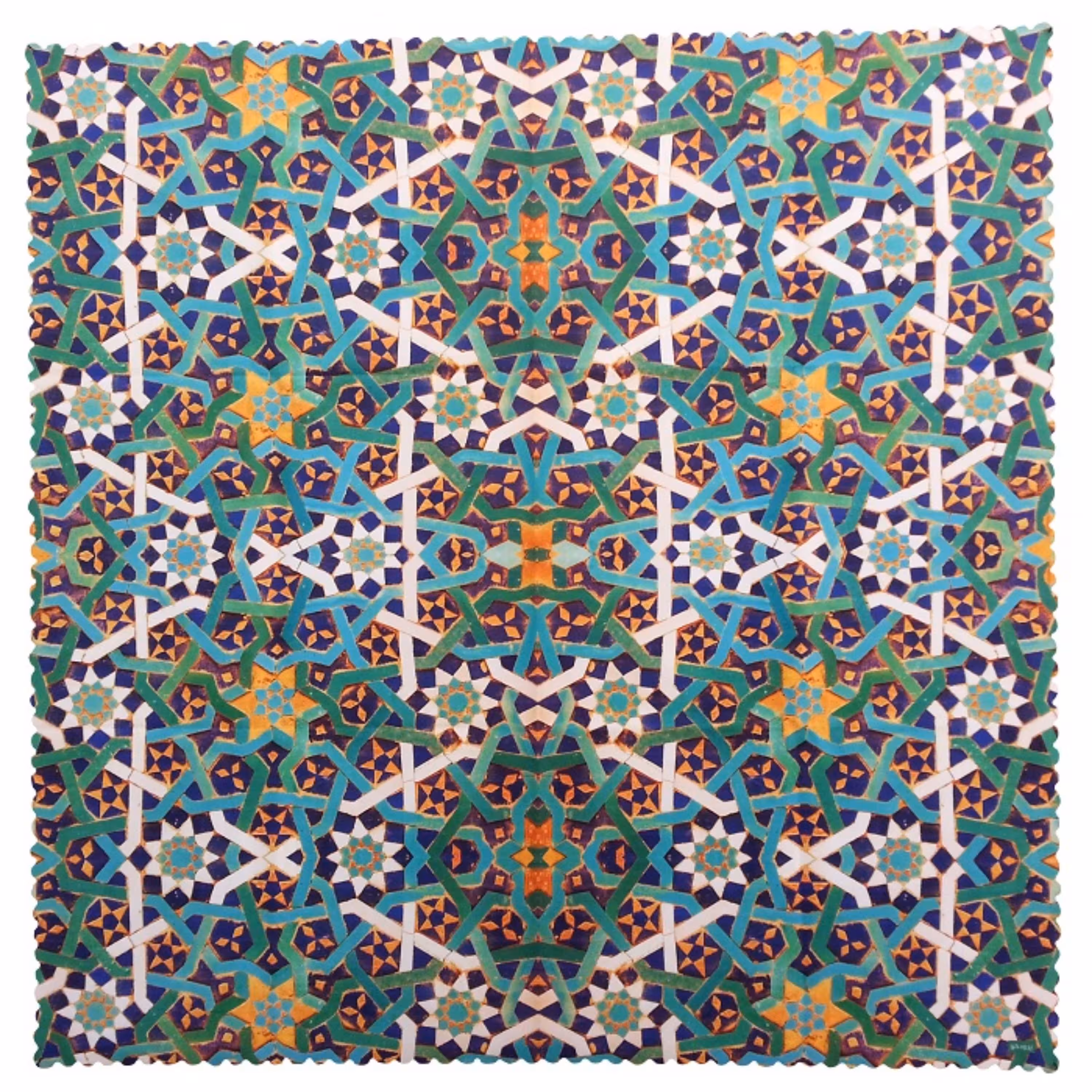 رومیزی مخمل کوبیده جنس و رنگ عالی کد MAKHMOR19 طرح کاشی رنگ یشمی بدون آستر