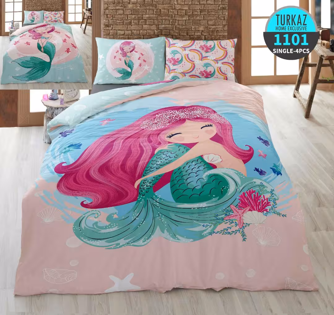سرویس لحاف روتختی 1 نفره چاپی تنسل برند ترکاز(Turkaz) کد 1101