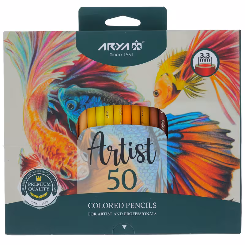 مداد رنگی 50 رنگ آریا مدل آرتیست طرح ماهی | چاوه