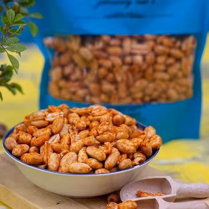 مغز بادام زمینی با طعم کچاپ فلفل بدون پوست محصول