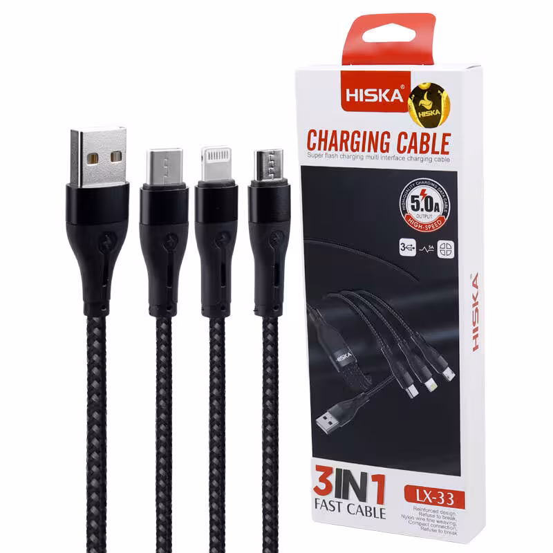 کابل شارژر سه کاره HISKA LX310