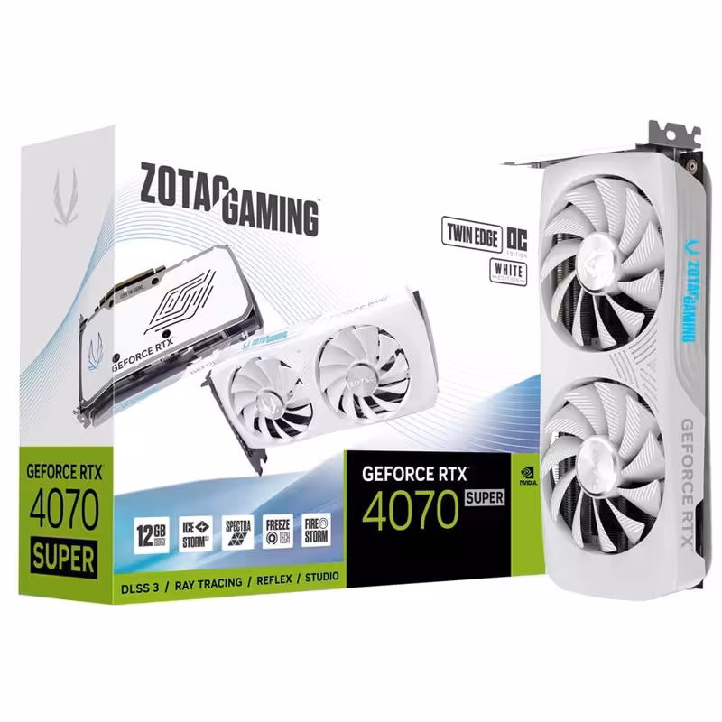 کارت گرافیک مخصوص بازی زوتک مدل RTX 4070 SUPER Twin Edge OC White Edition با ظرفیت 12 گیگابایت