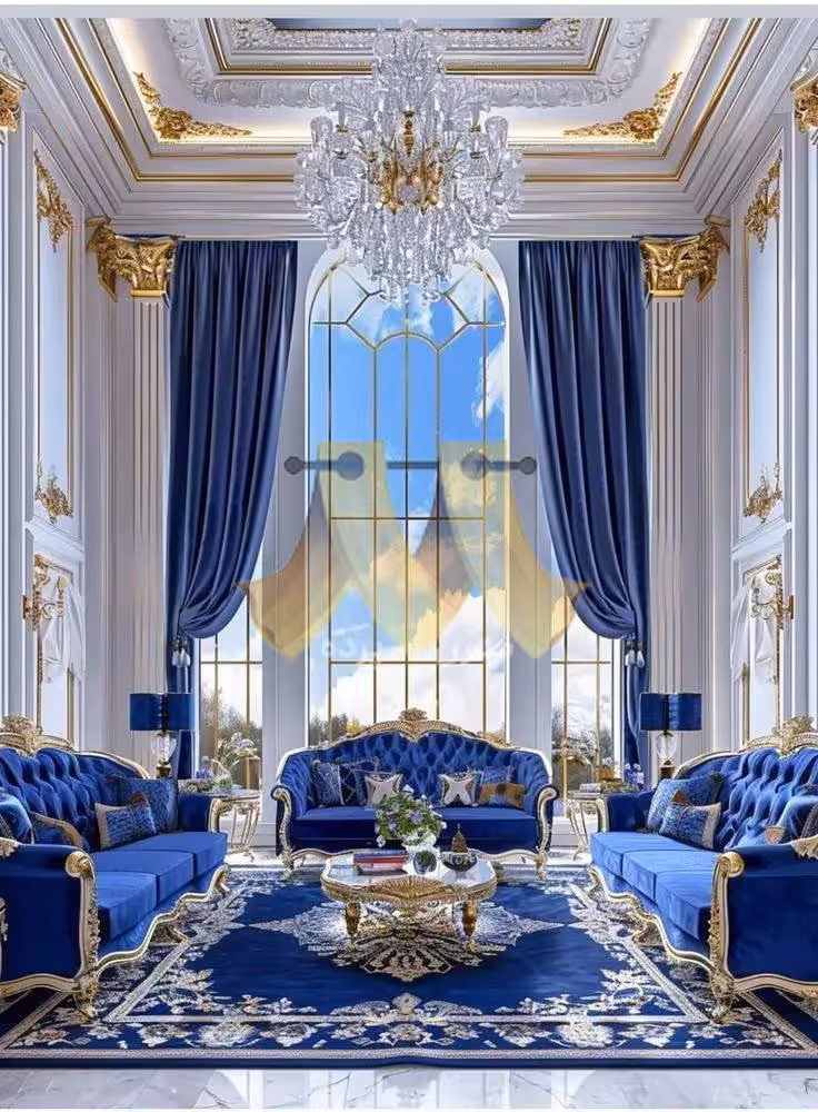 پرده هتلی مخمل آبی