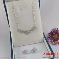 نیم ست زنانه شامل گردنبند و گوشواره  استیل مدل نگین نقره ای  کد NIM14717W