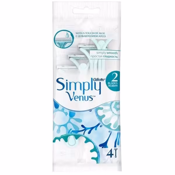 خودتراش ژيلت مدل Simply Venus Blue بسته 4 عددي