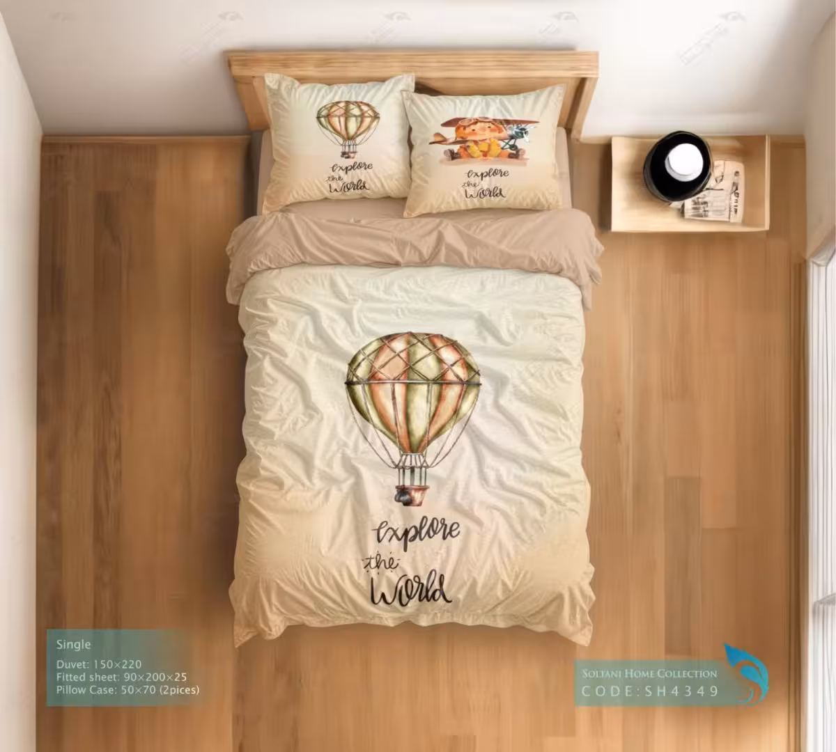 روتختی و ست کامل طرح پسر کوچولو و بالن سایز یکنفره کد SH4349-1