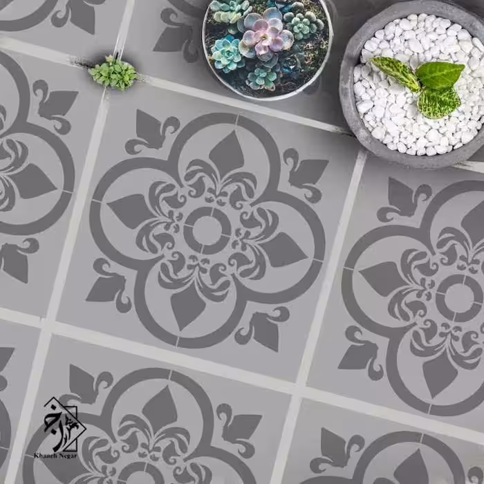 شابلون دیواری طرح کاشی کد 918