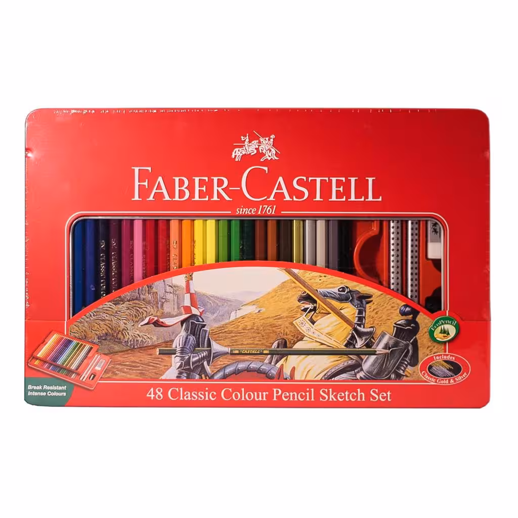 مداد رنگی 48 رنگ فابرکاستل جعبه فلزی