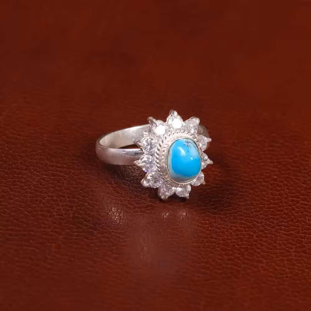 انگشتر فیروزه شجری زنانه کد 30347 - جواهری مشاهیر