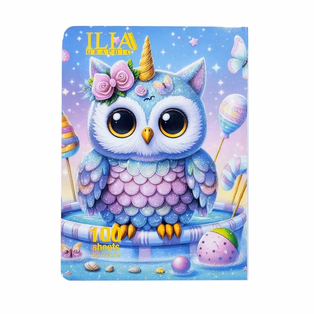 دفتر خط دار ایلیا طرح جغد 100 برگ