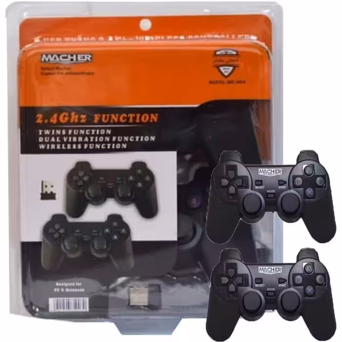 دسته بازی دوبل شوک بی سیم MACHER MR64