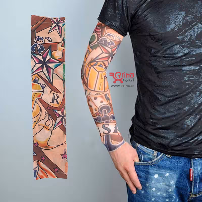 ساق دست تاتو مردانه طرح ستاره و تاس