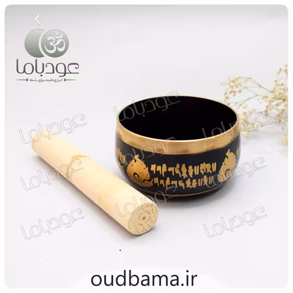 کاسه تبتی مشکی طلایی قطر 11 سانتیمتر