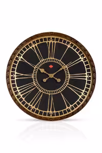 ساعت دیواری چوبی کانادا شیشه‌دار مشکی (60سانت) (ZA10039)