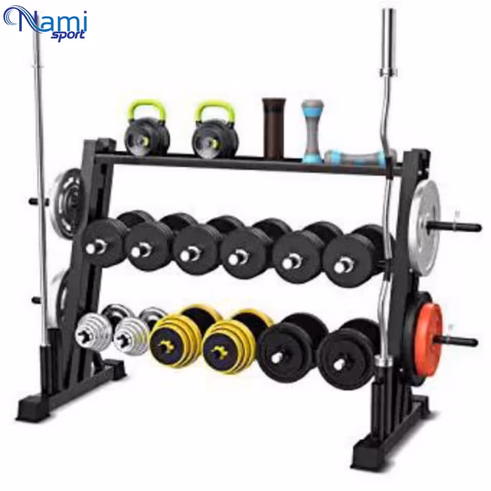 رک دمبل سه طبقه Three-tier dumbbell rack