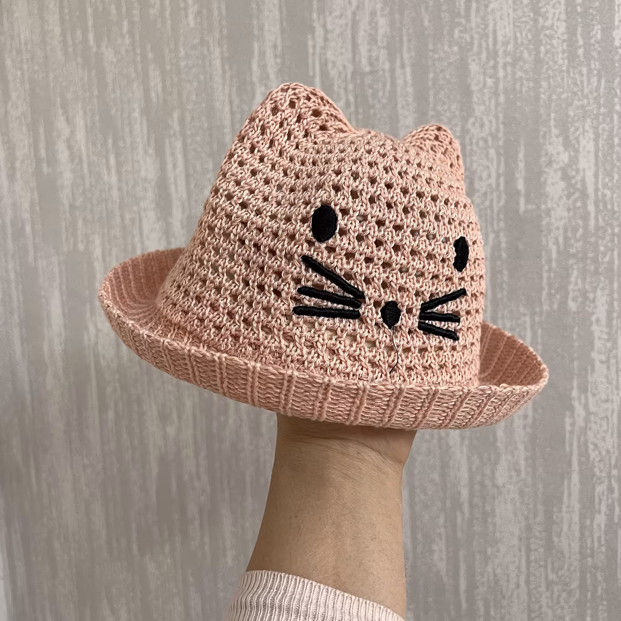 کلاه حصیری بچگانه مدل گربه ای فانتزی کد PIN 33