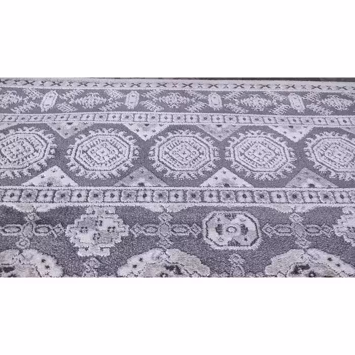 فرش ماشینی زمرد مشهد مدل R44 زمینه طوسی