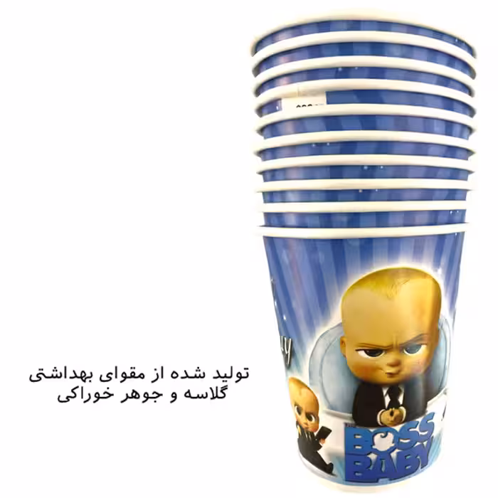 پیش دستی و لیوان یکبار مصرف مستر تم مدل بچه رئیس پلاس بسته 20 عددی