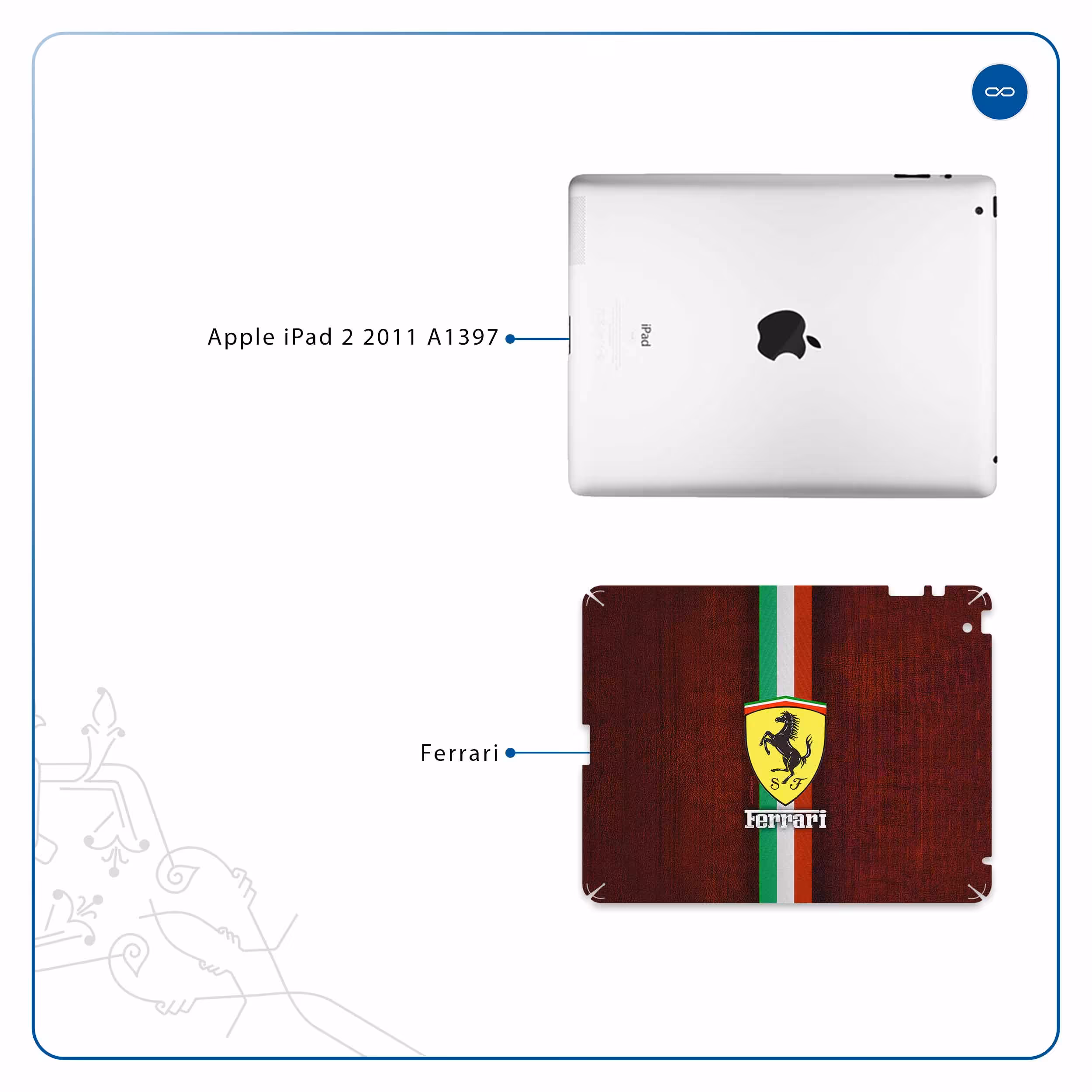 برچسب پوششی ماهوت مدل Ferrari مناسب برای تبلت اپل iPad 2 2011 A1397